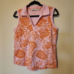 Tommy Hilfiger Pink & Orange Tropical Print Polo Tank